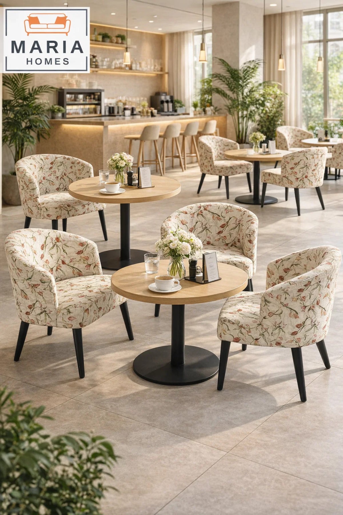 Floral Patterned Accent Chair with Black Legs Ð Modern Lounge Chair
