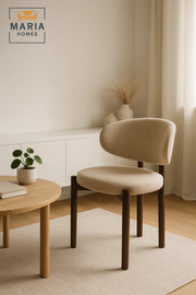 Modern Beige Accent Chair Ð Upholstered Lounge Chair with Walnut Base
