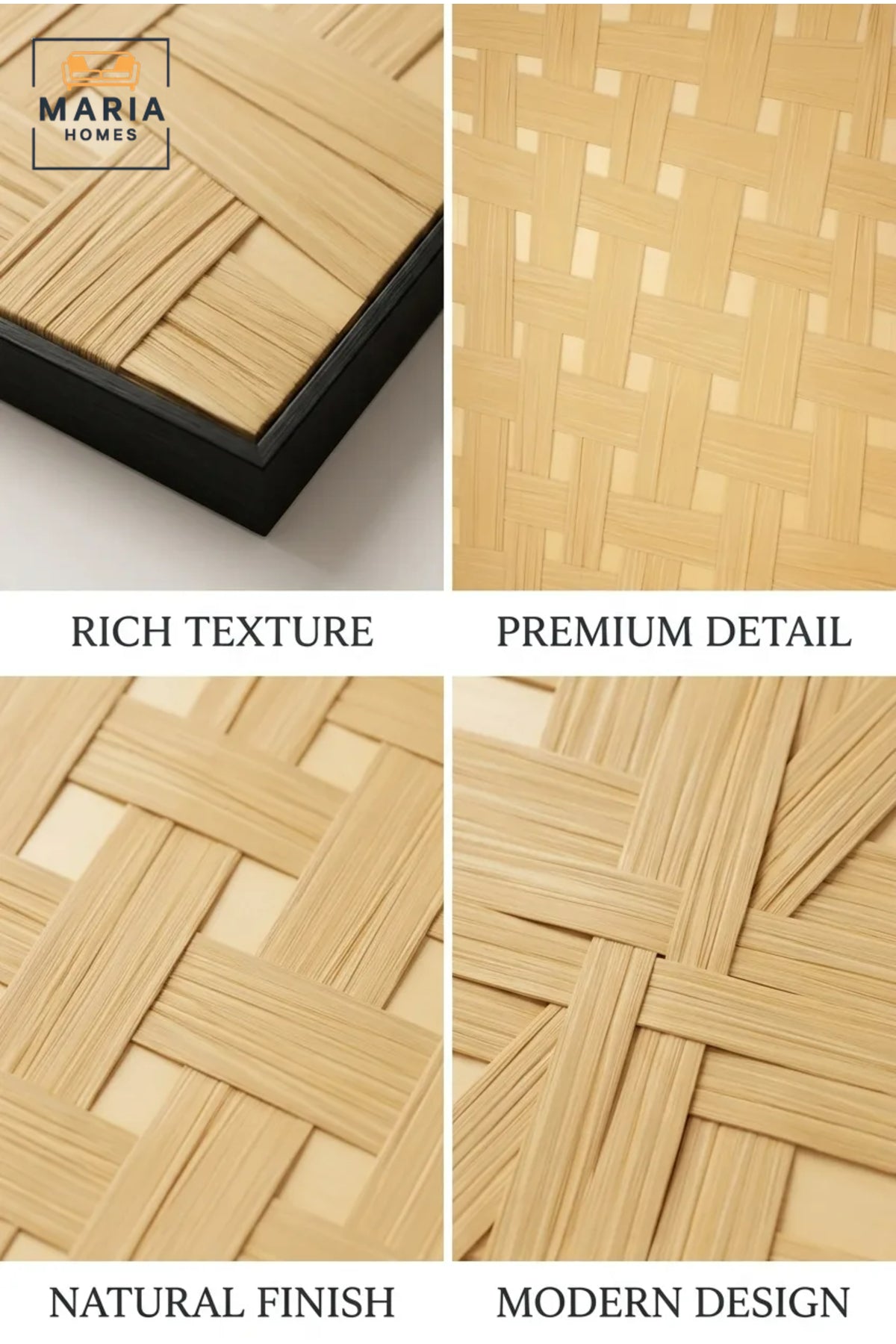 Modern Woven Pattern Framed Wall Art √ê Beige Textured Decorative Painting for Living Room, Bedroom & Office D≈Ωcor