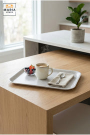 Rectangular Serving Tray with Geometric Pattern, Raised Edges and Rounded Corners, Multipurpose Food Tray for Kitchen, Dining, Café and Restaurant
