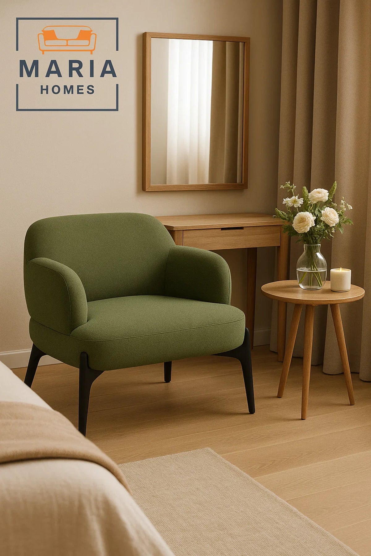 Modern Olive Green Accent Chair