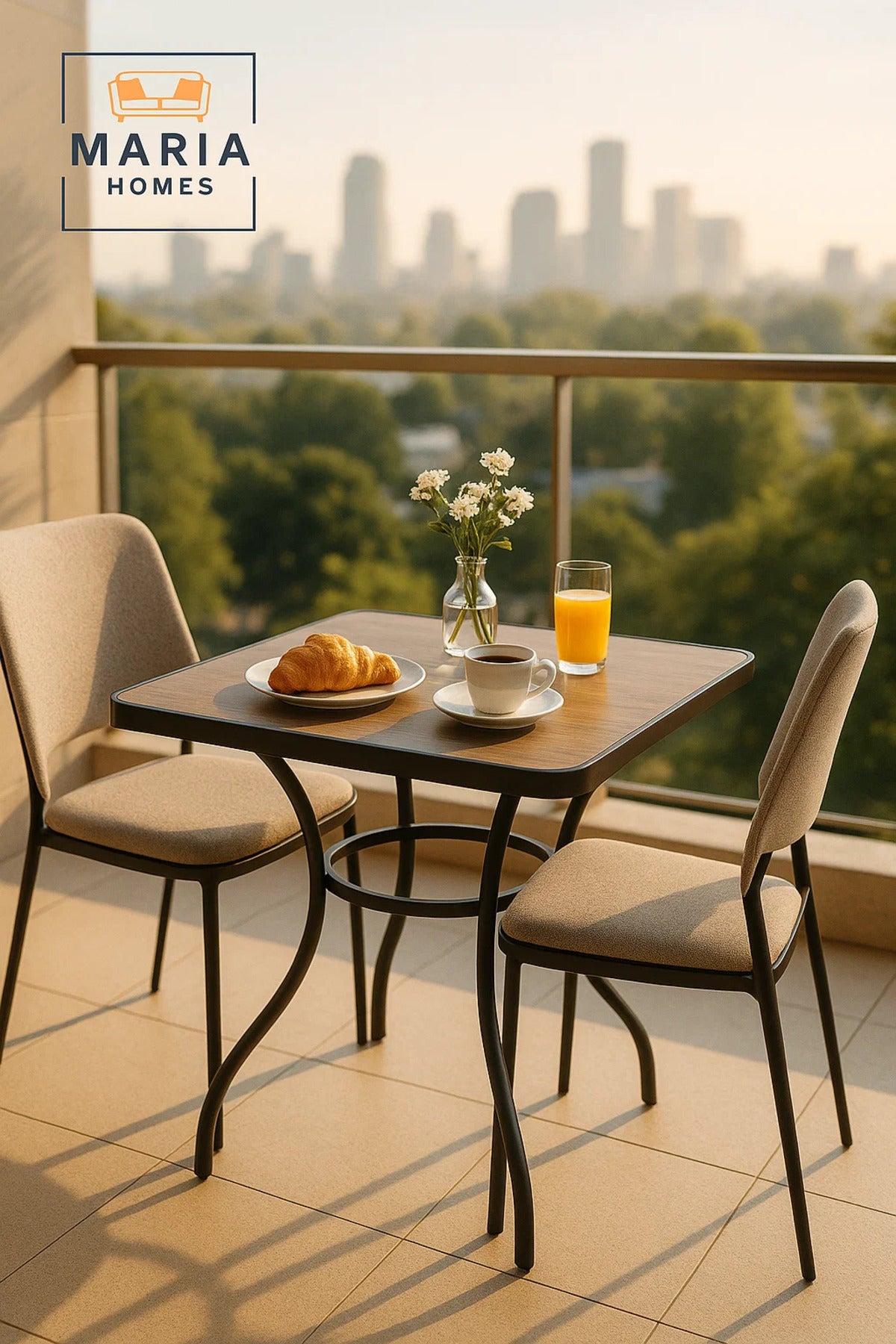 Elegant Square Outdoor Dining Table | Metal Frame Patio, Garden, Terrace Furniture
