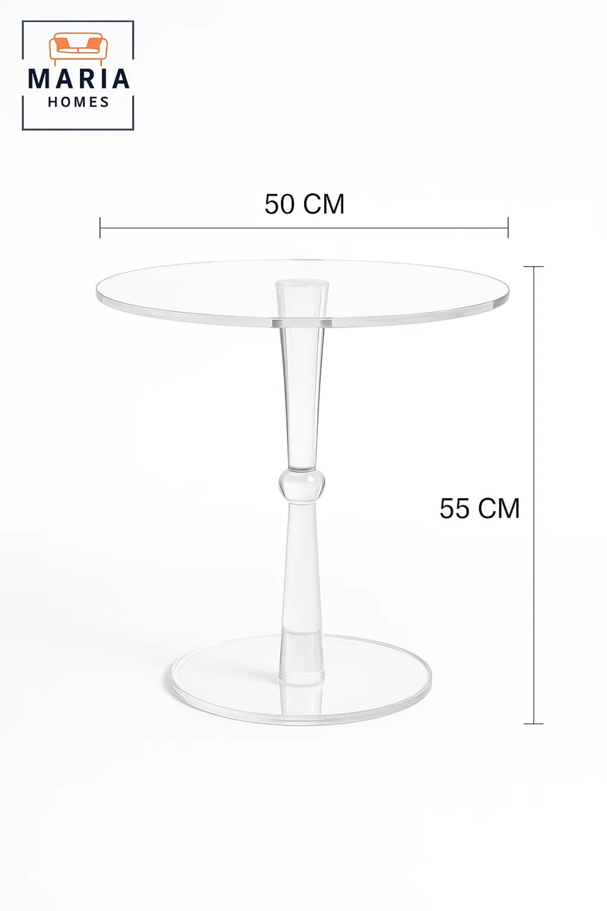 Clear Acrylic Round Side Table 50_50_55 cm √ê Modern Crystal Style Accent Table