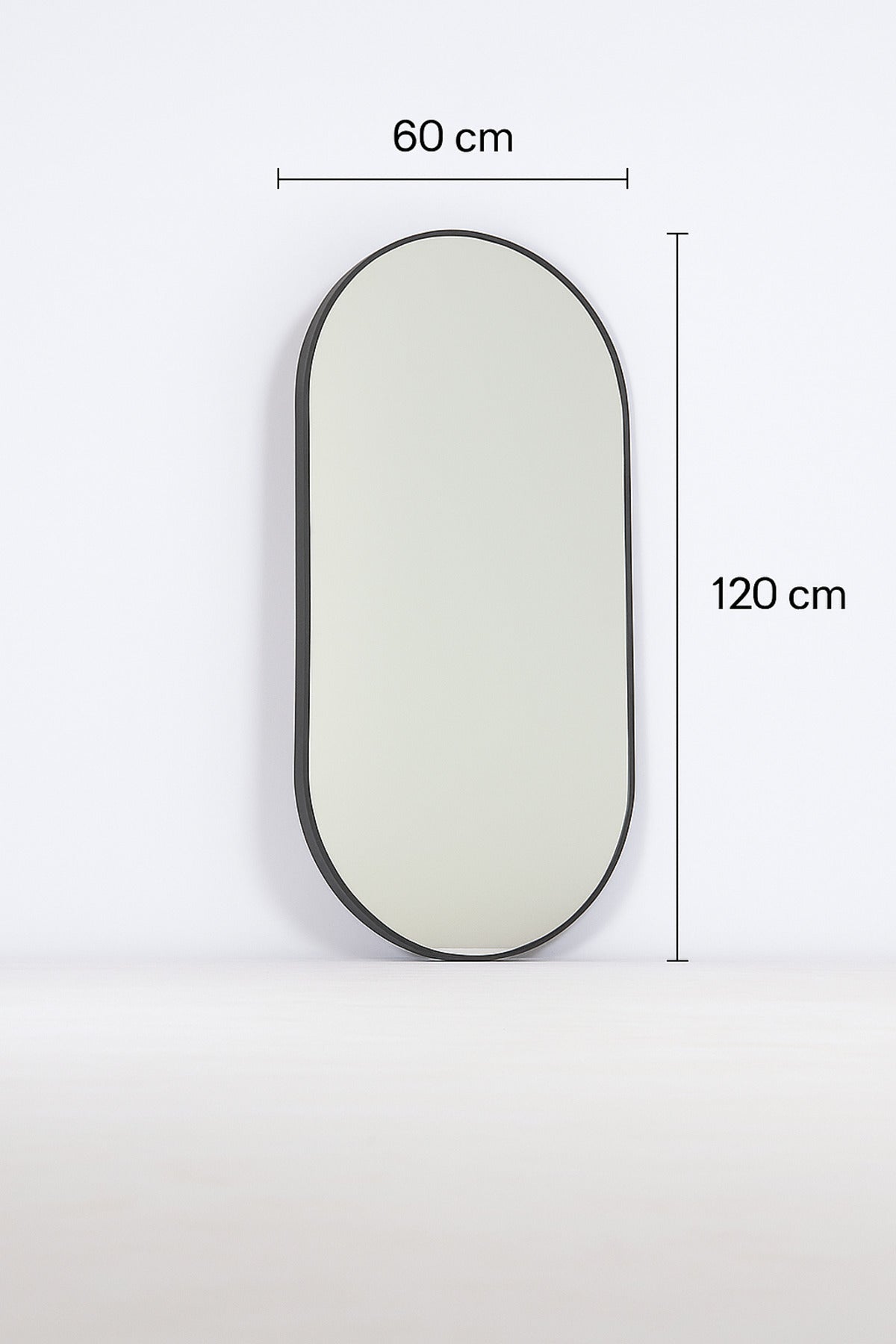 Oval Wall Mirror with Black Frame Ð 120_60 cm Modern Full-Length Decorative Mirror