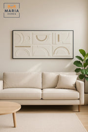 Modern Abstract Wall Art Ð White Textured Geometric Canvas Ð Luxury Home Decor (70_140 cm)