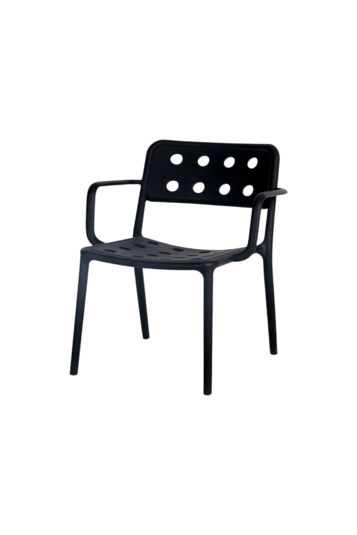 Contemporary Black Plastic Armchair Ð Perforated Back and Seat Design