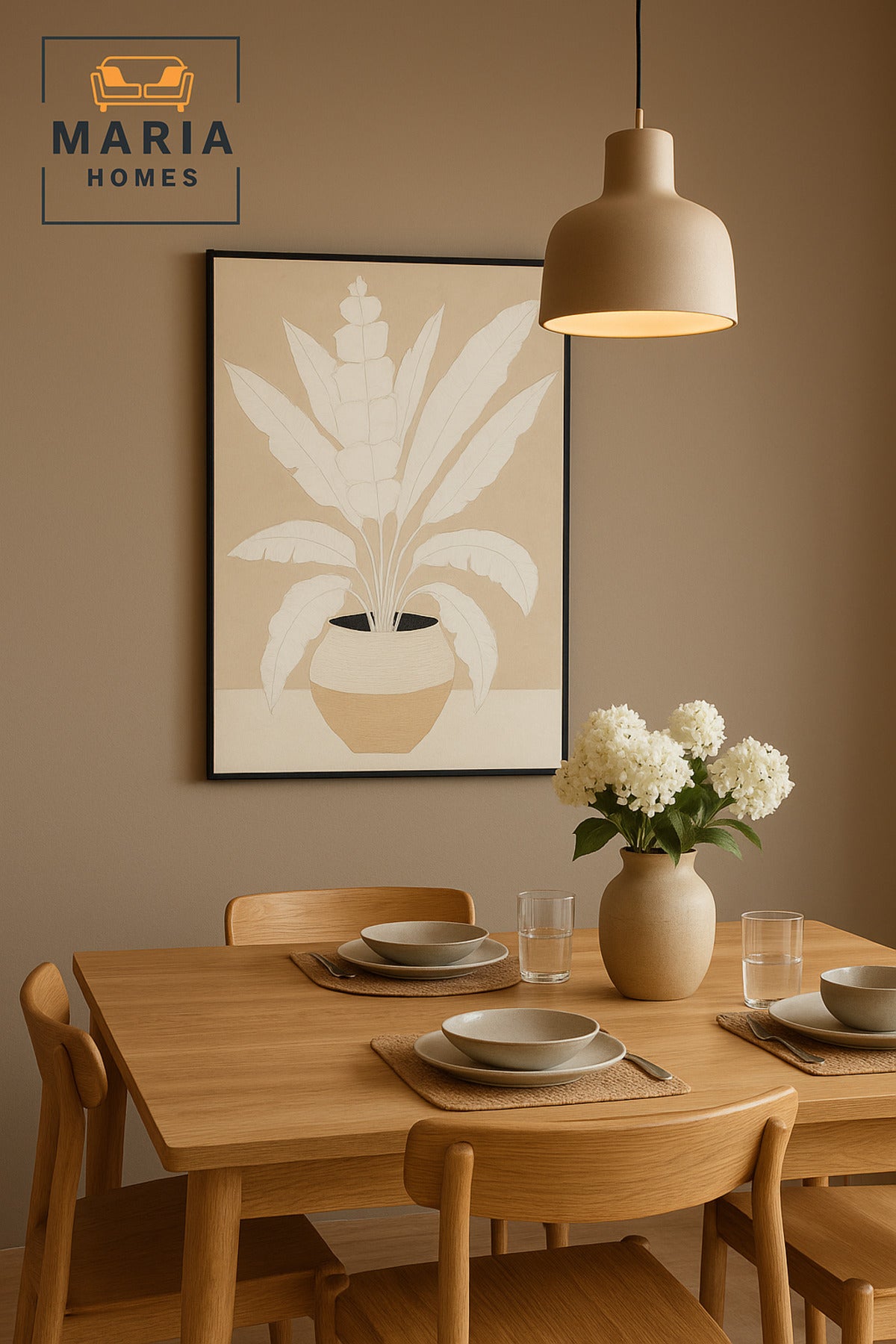 Large White & Beige Botanical Wall Art Ð Minimalist Framed Canvas 120_80 cm