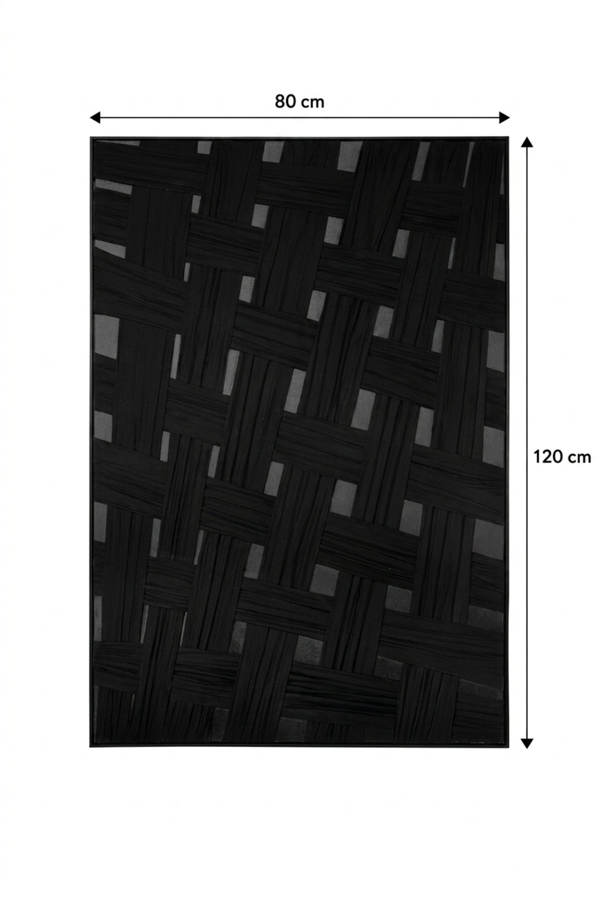 Modern Black Woven Pattern Framed Wall Art – Textured Abstract Decorative Painting for Living Room, Bedroom & Office Décor