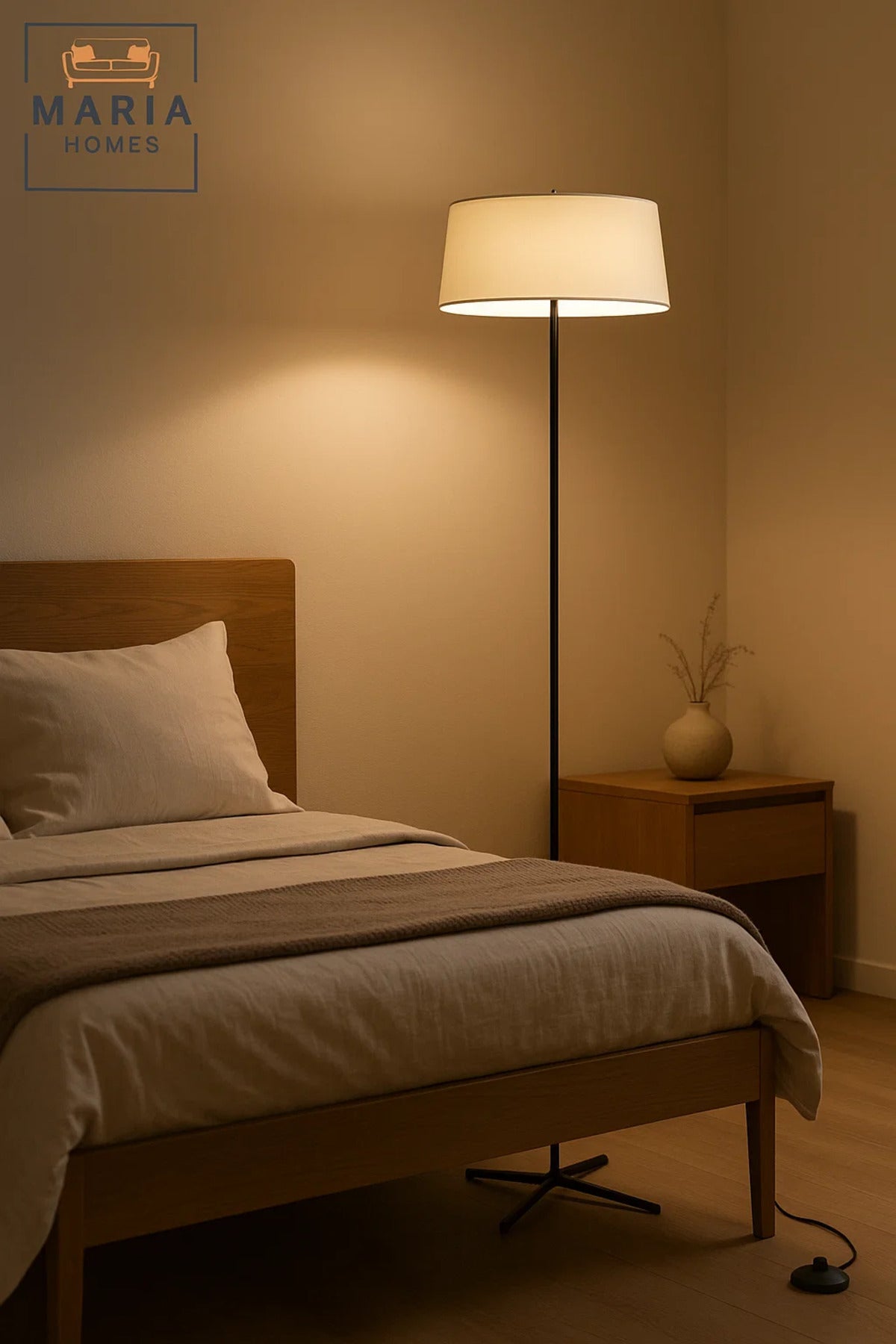Slim Tripod Floor Lamp with White Drum Shade