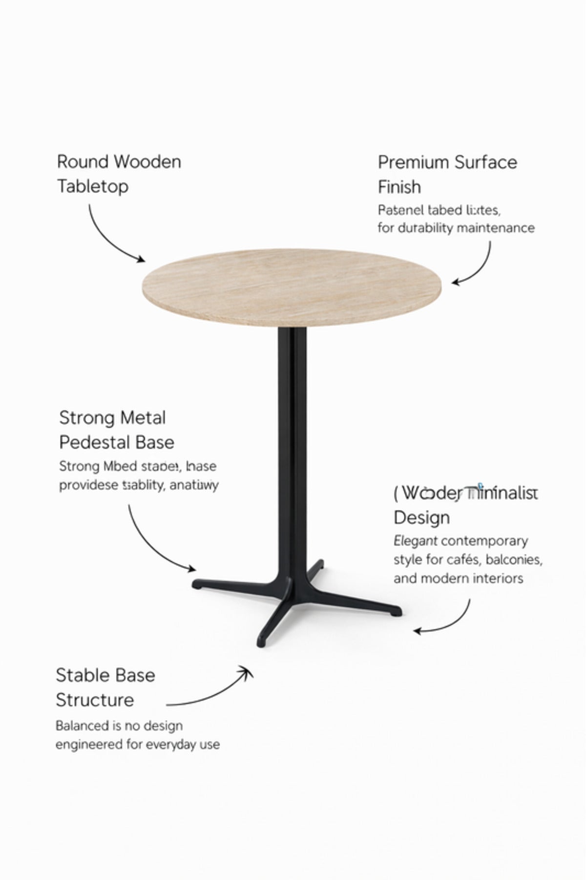 Beige Round Coffee Table with Black Base, 60x60x75 CM beige round coffee Dinner