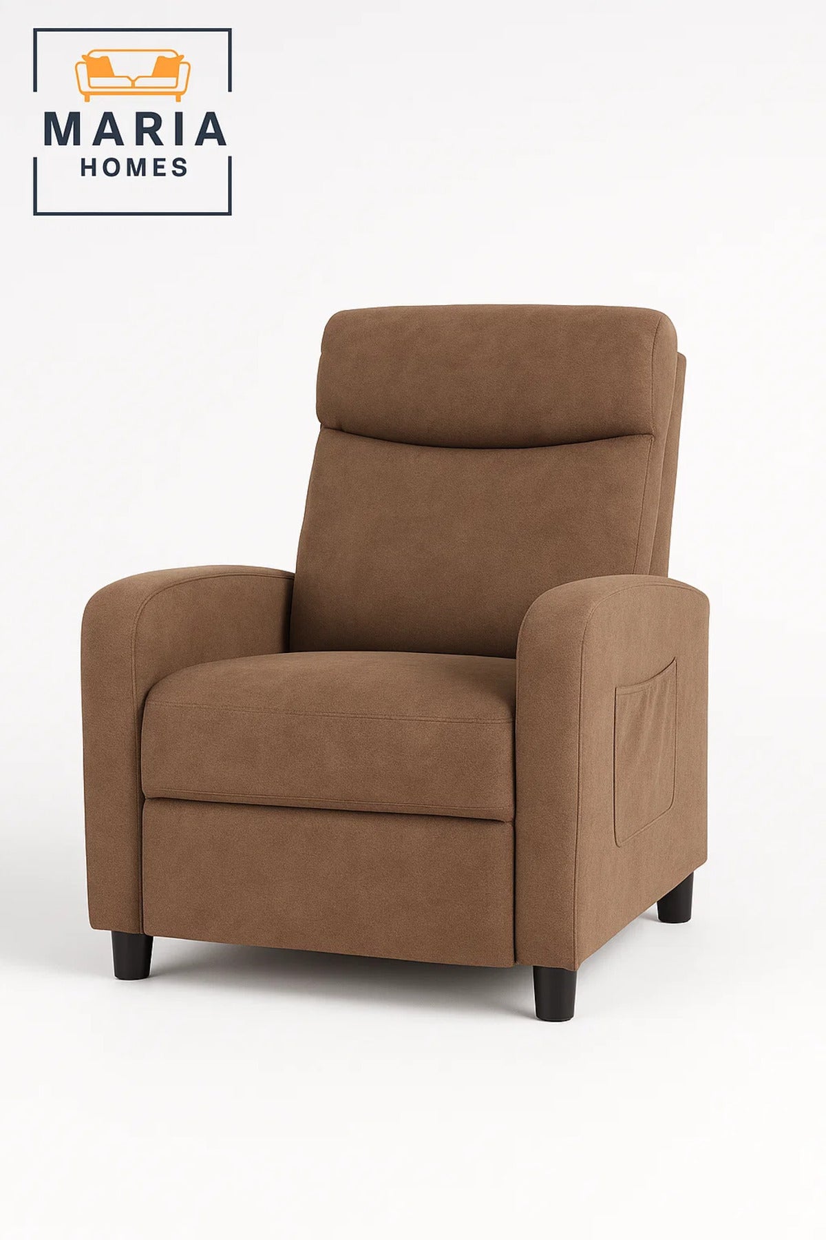 Modern Brown Recliner Chair with Footrest Ð Soft Fabric Relax Chair for Living Room