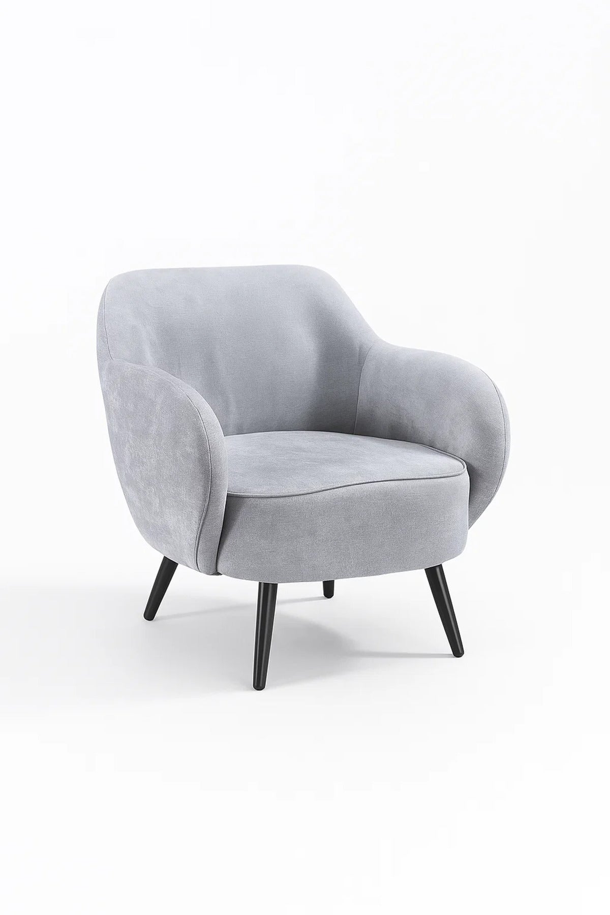 Light Grey Fabric Armchair, Comfy Lounge Chair for Living Room, Office Cabin & Reading Corner
