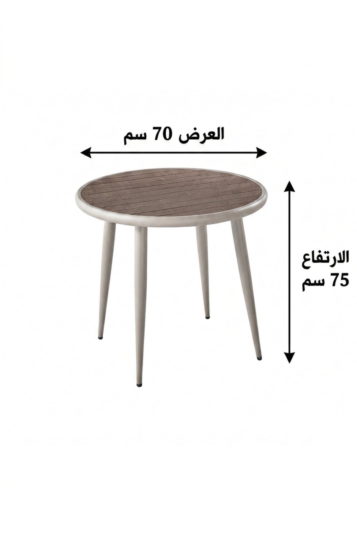 Modern Round Dining Table Café Table Patio Table Outdoor Bistro Table Wooden Top White