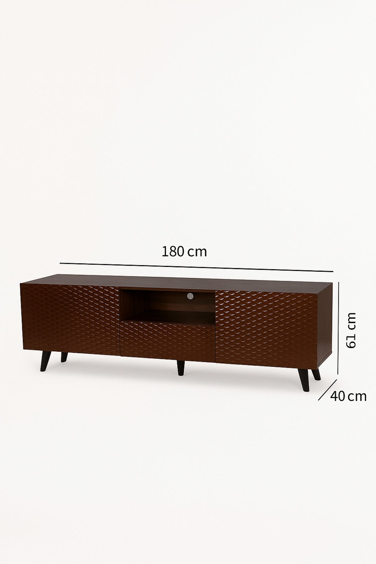 Brown Wooden TV Stand 180_40_61 cm Ð Modern Textured Design TV Unit with Storage Cabinets