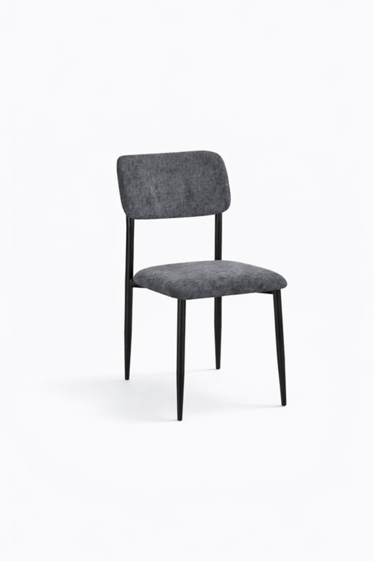 Dark Grey Upholstered Dining Chair with Black Metal Legs Modern Room dark grey