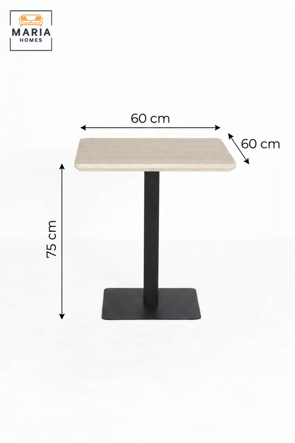 Modern Square Café Table with Marble-Effect Top and Black Pedestal Base for Coffee Shop, Restaurant, Bistro, Hotel and Indoor Dining Area