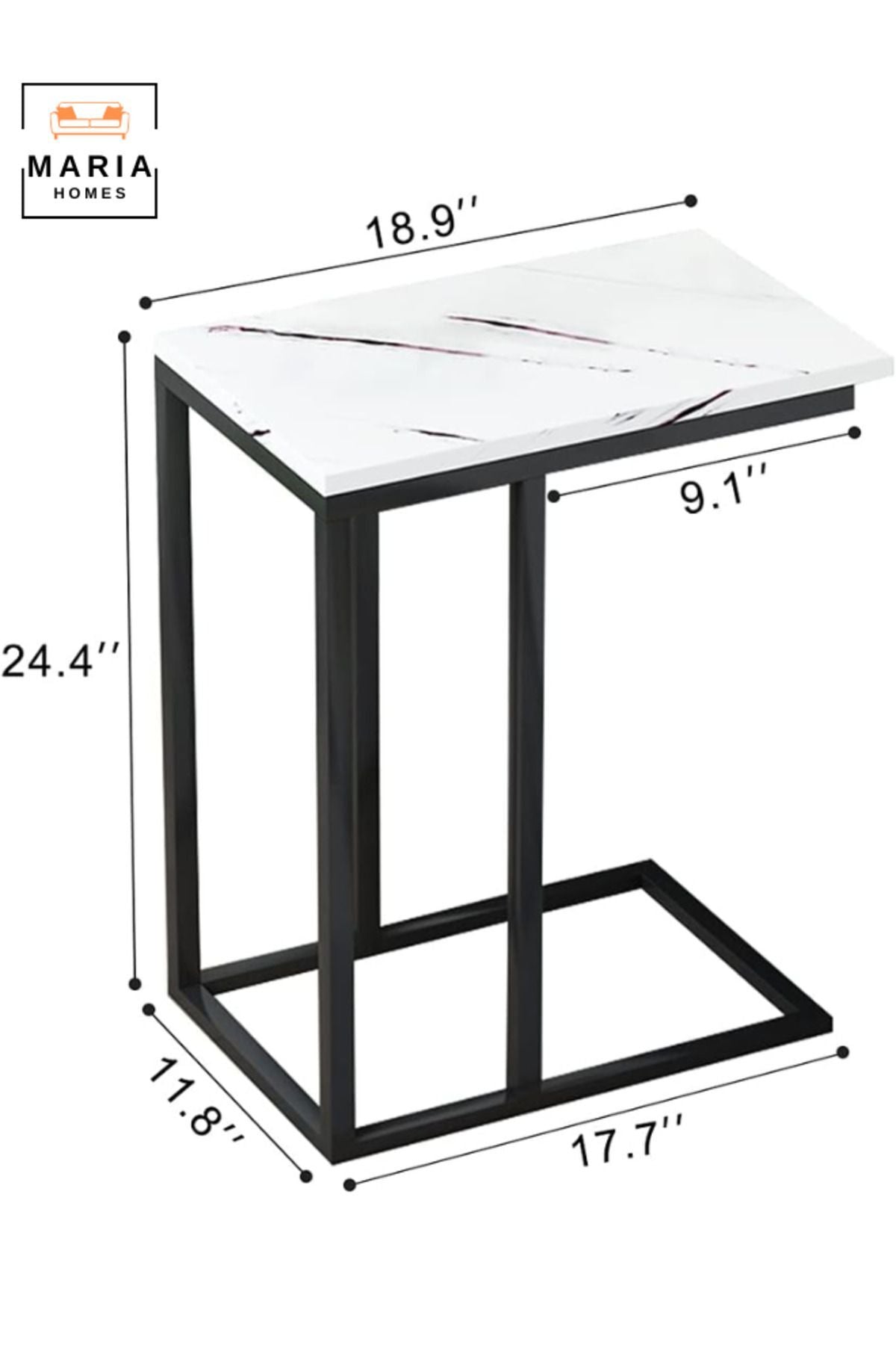 Elegant C-Shaped Marble Side Table - 60x48x30 cm | Stylish & Space-Saving Accent Table for Any Room
