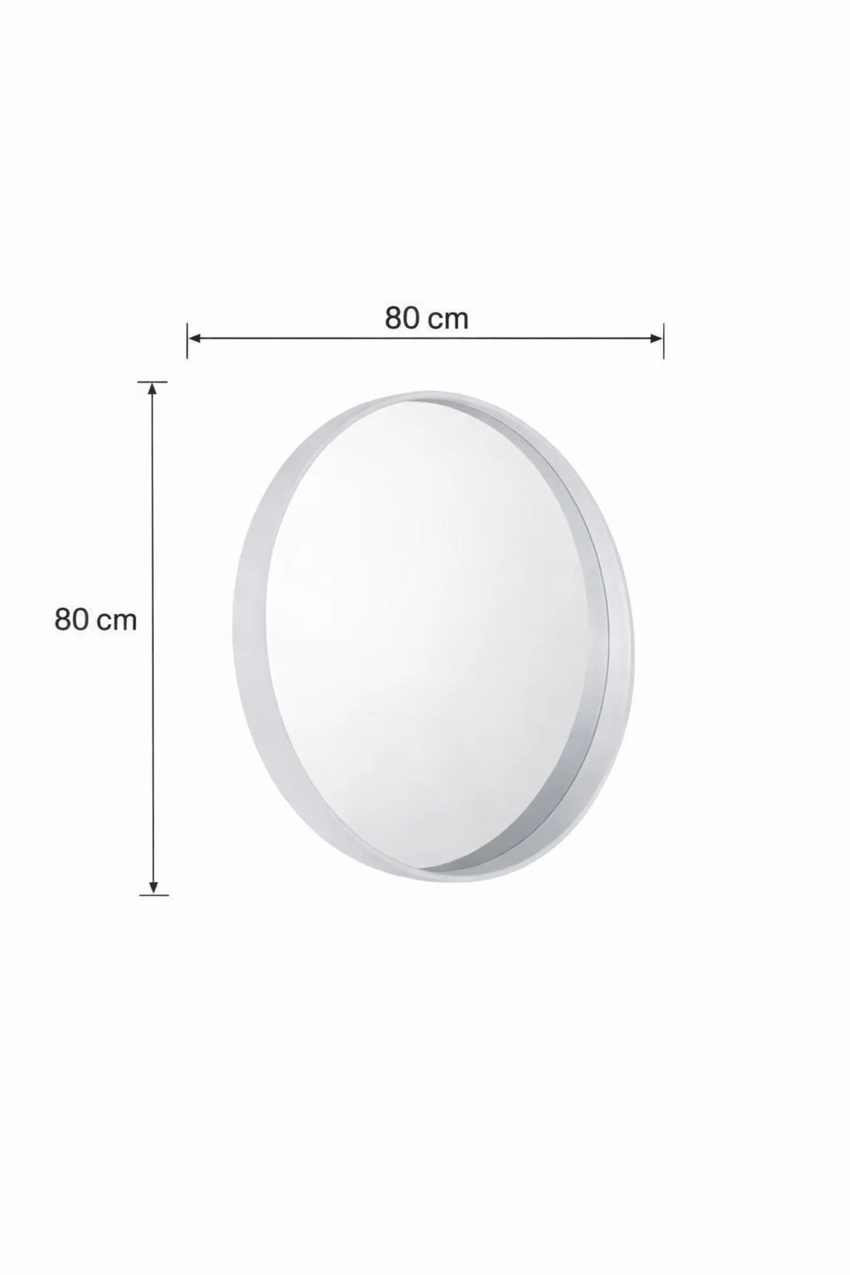 Premium White Round Wall Mirror 80cm Wooden Frame Large Modern Circle Bathroom Vanity Hallway Decor