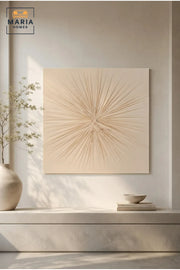 Beige Radiating Textured Wall Art Ð Modern Abstract Sunburst Relief Decorative Panel