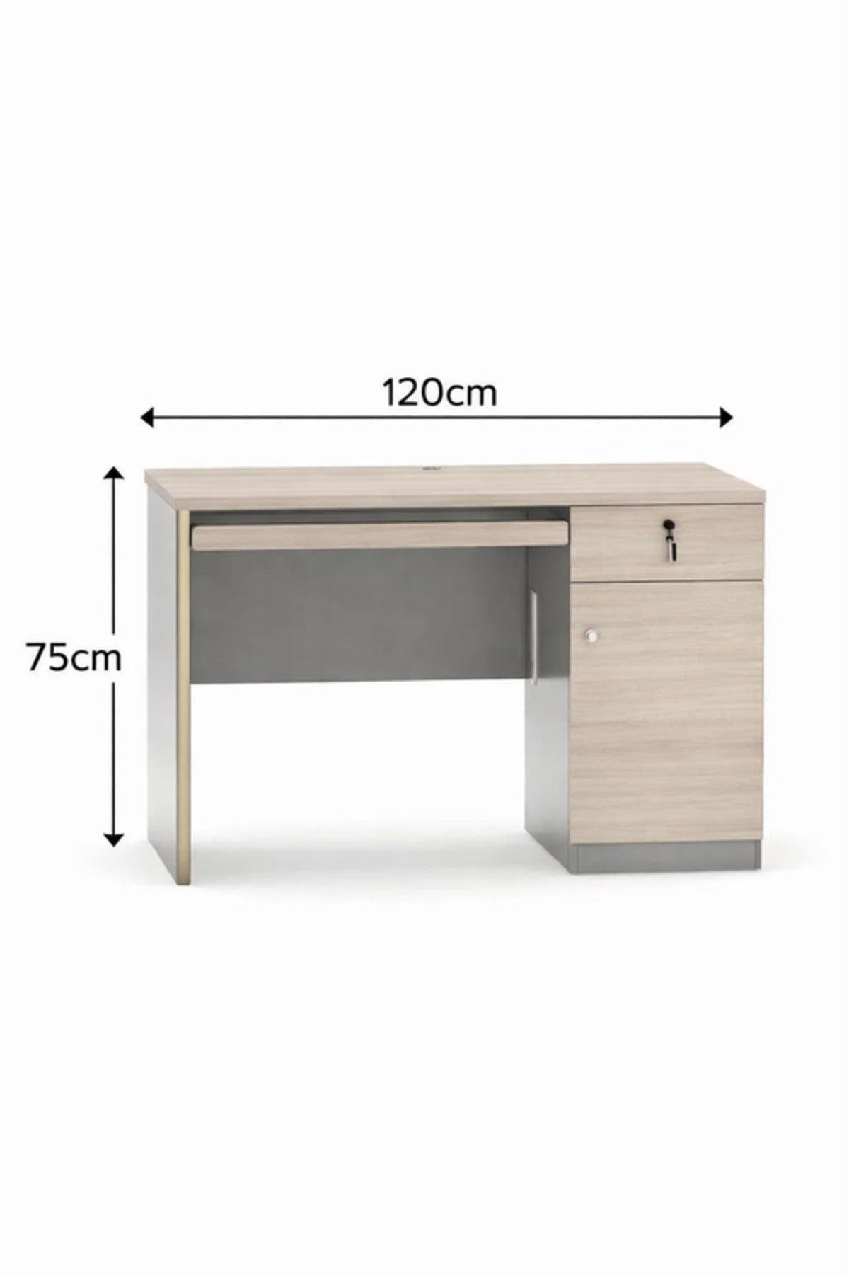 Modern Light Wood Office Desk with Storage and Cable Management