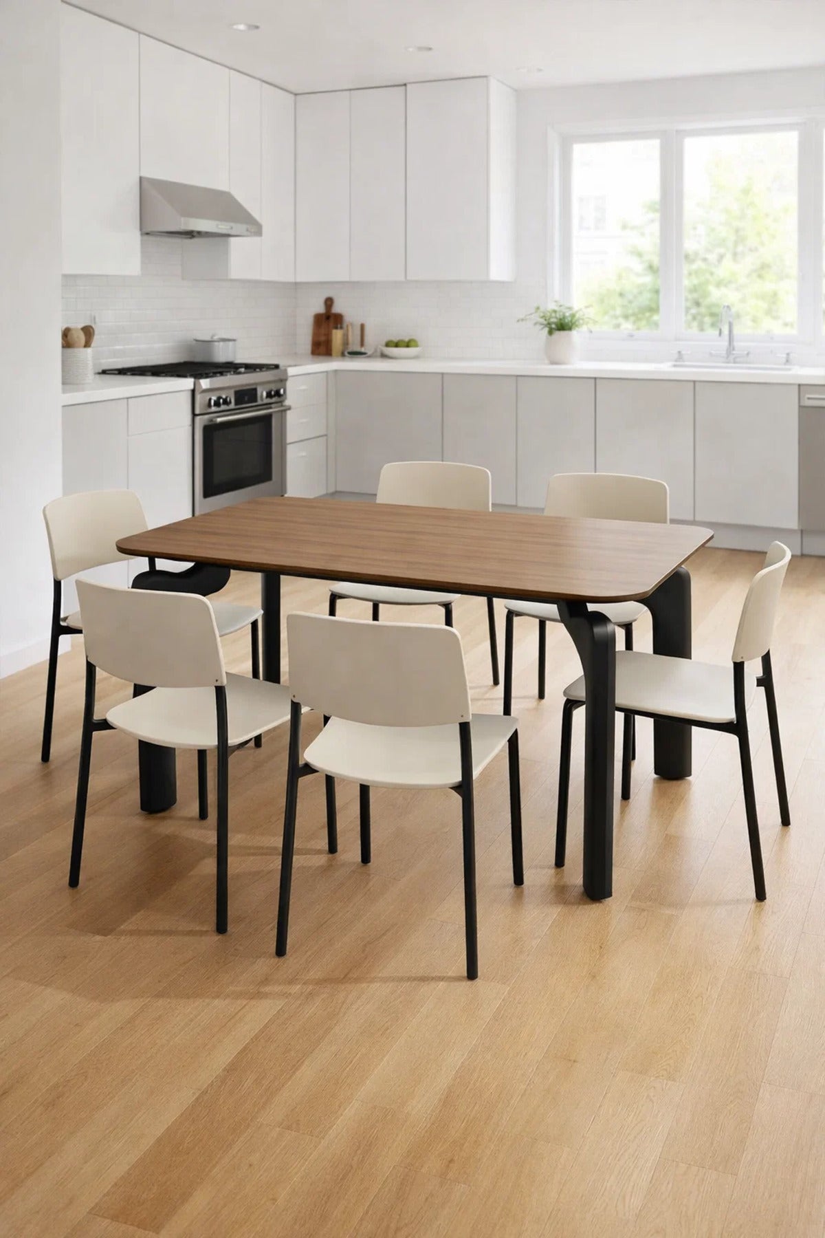 Modern Brown Dining Table DT-808 Ð 130_80_75 cm | Wooden Top Table with Black Designer Legs