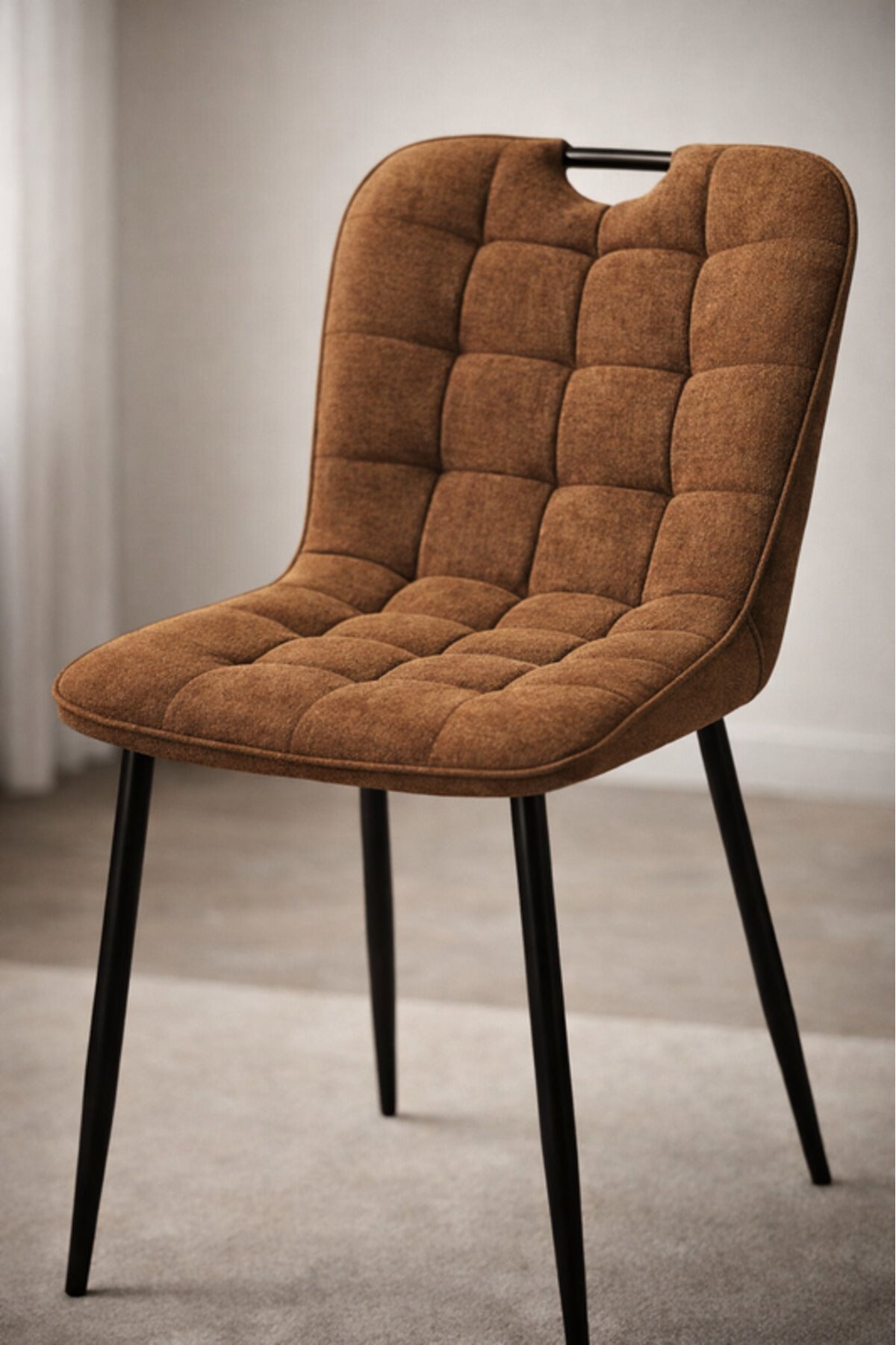 Brown Fabric Dining Chair 84x43x49cm Modern brown fabric dining Kitchen
