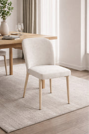Beige Upholstered Dining Chair with Wooden Legs Modern Room beige upholstered dining