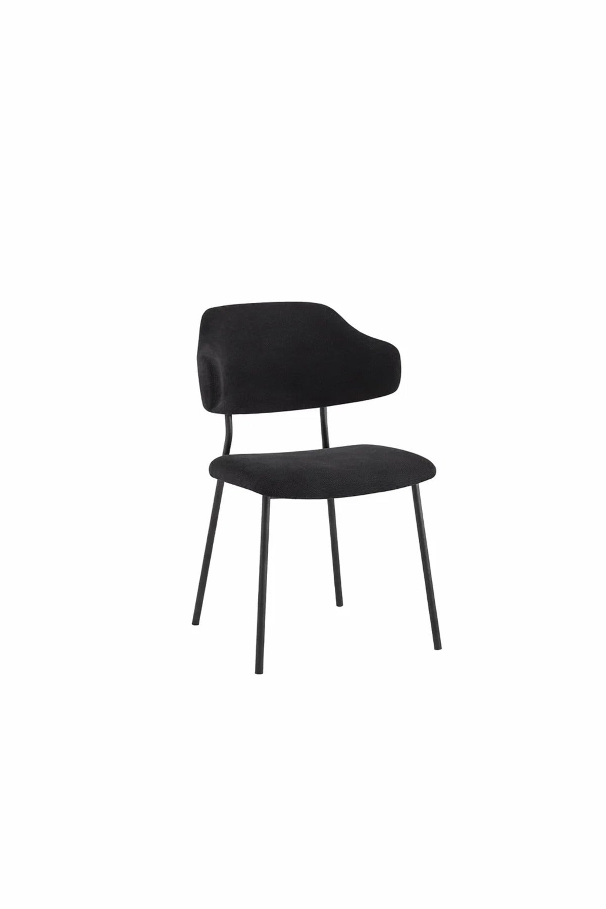 Black Upholstered Dining Chair with Metal Legs 82cm Height Modern black upholstered