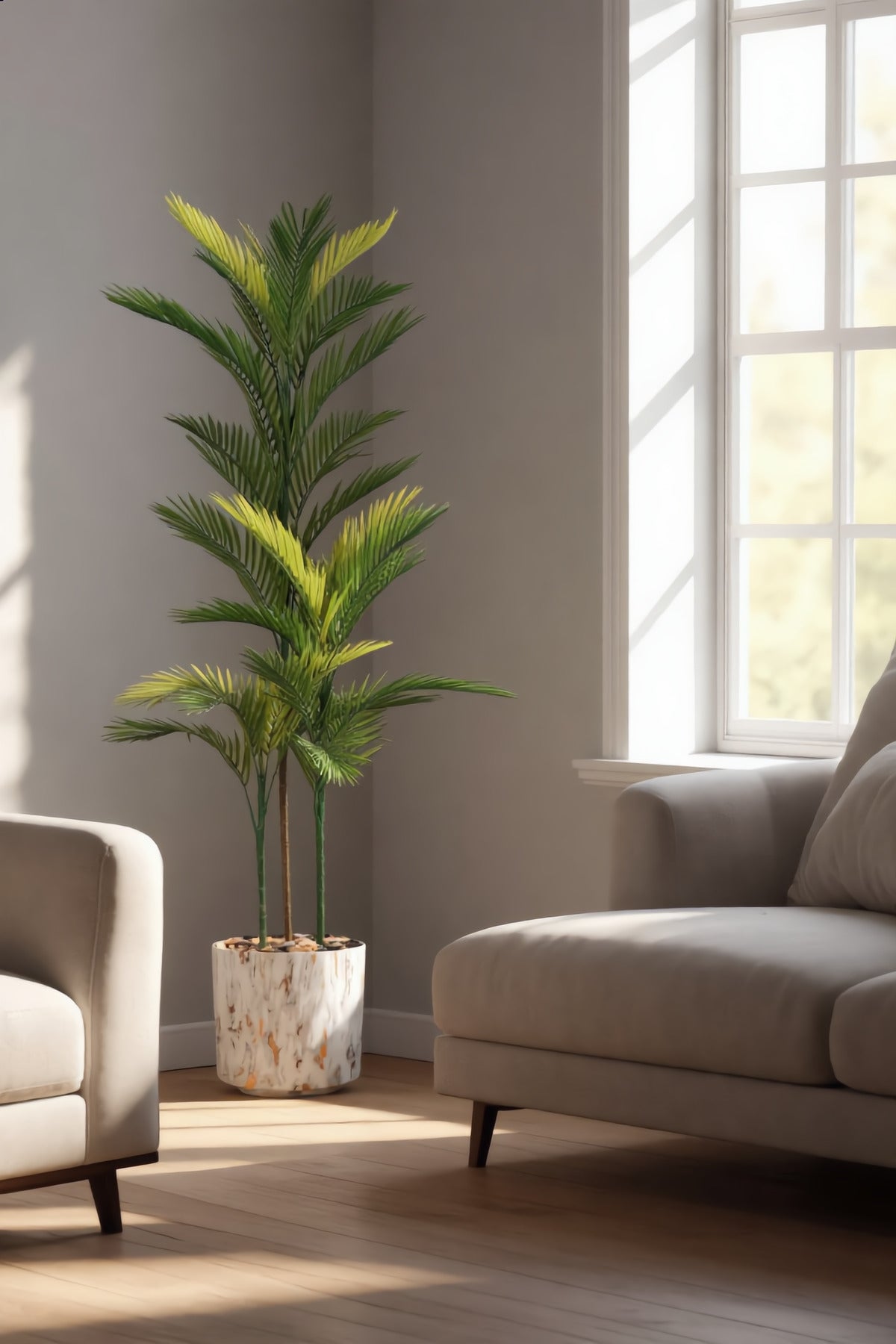 165 cm Artificial Areca Palm Tree with 3 Branches in Gold with Pot – Indoor Décor