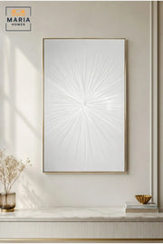 White Radiating Texture Wall Art with Gold Frame √ê Modern Abstract Minimalist Statement Artwork