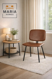 Brown Dining Chair, Modern Comfortable Chair, Sturdy Metal Frame Chair