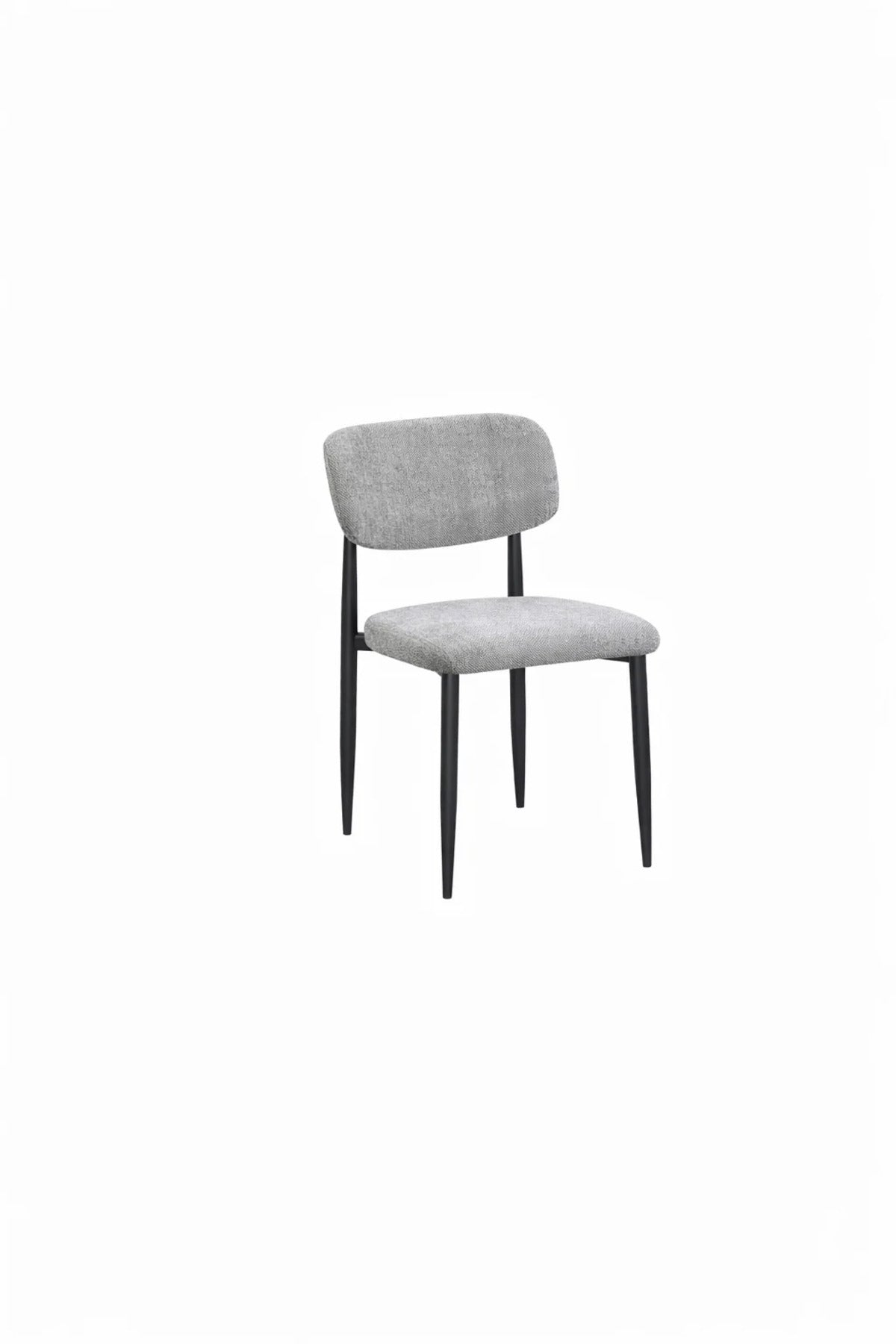 Grey Upholstered Dining Chair with Black Legs Modern Fabric Chair for Dining Room