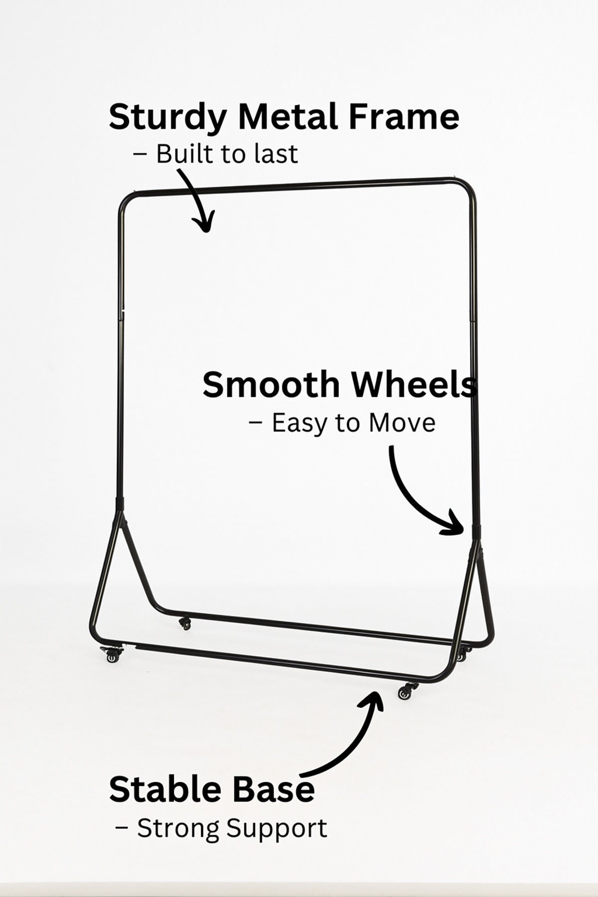 Metal Clothing Rack with Wheels Ð 120_168 cm Heavy Duty Garment Stand