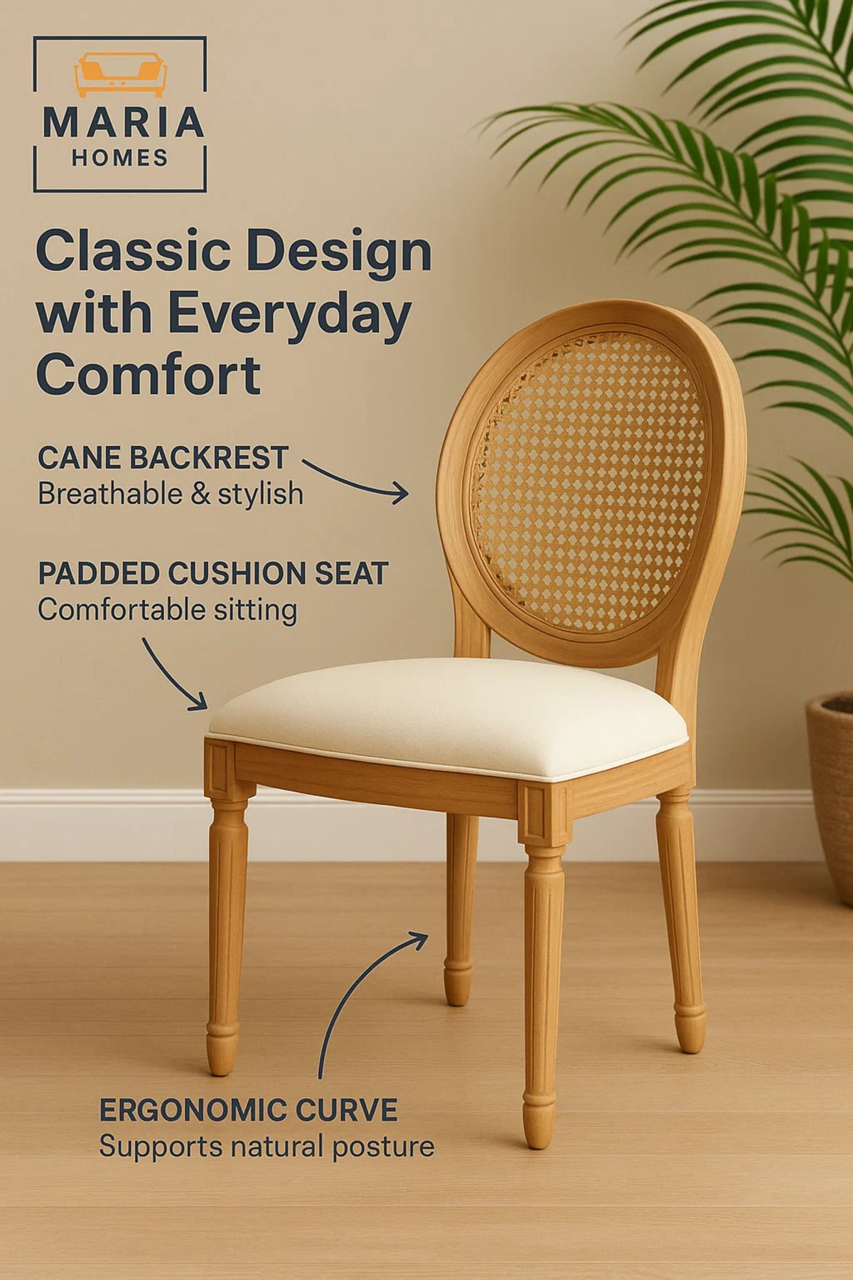 Vintage Rattan Back Dining Chair