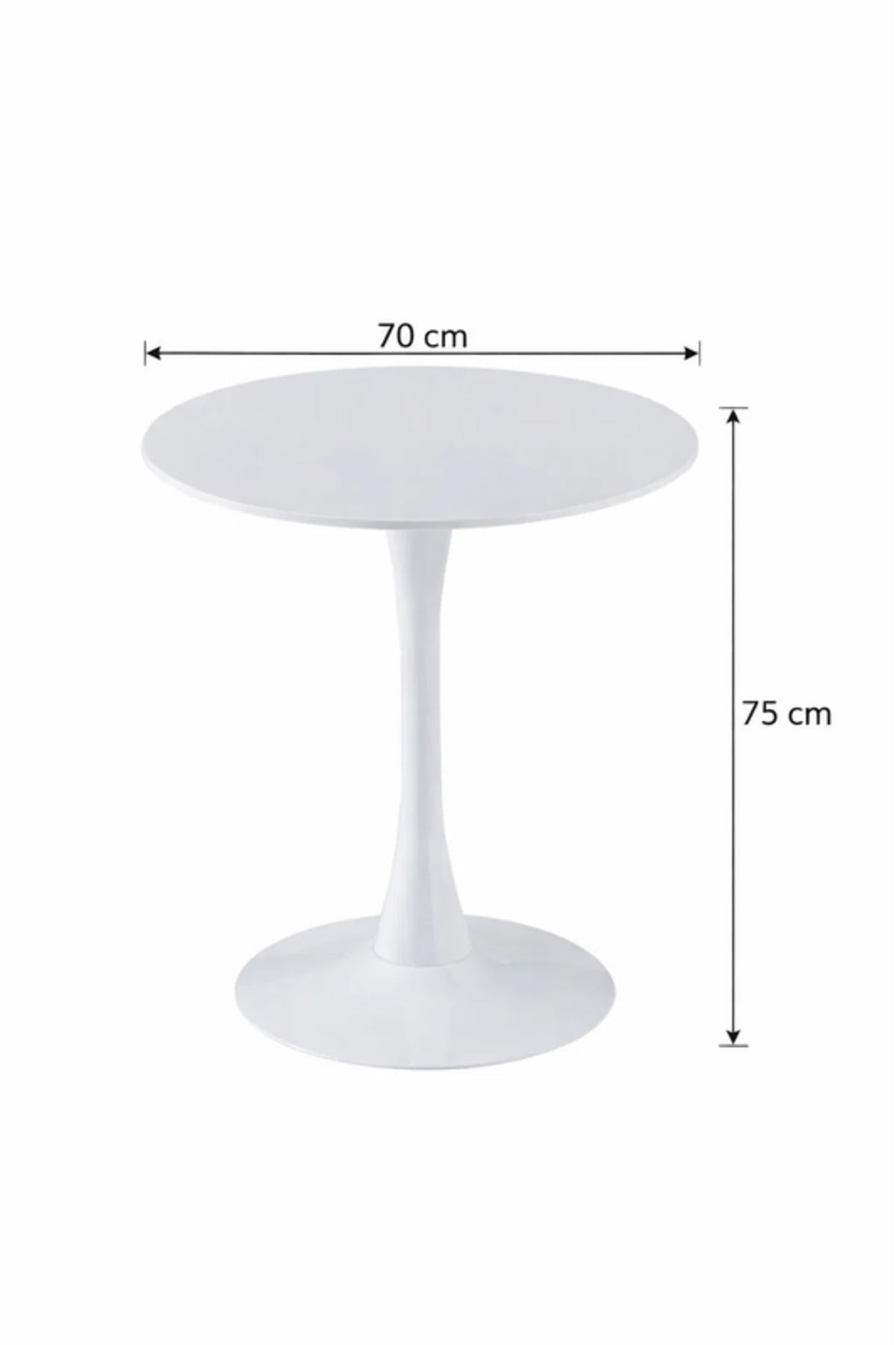 Modern Round White Café Table with Tulip Pedestal Base