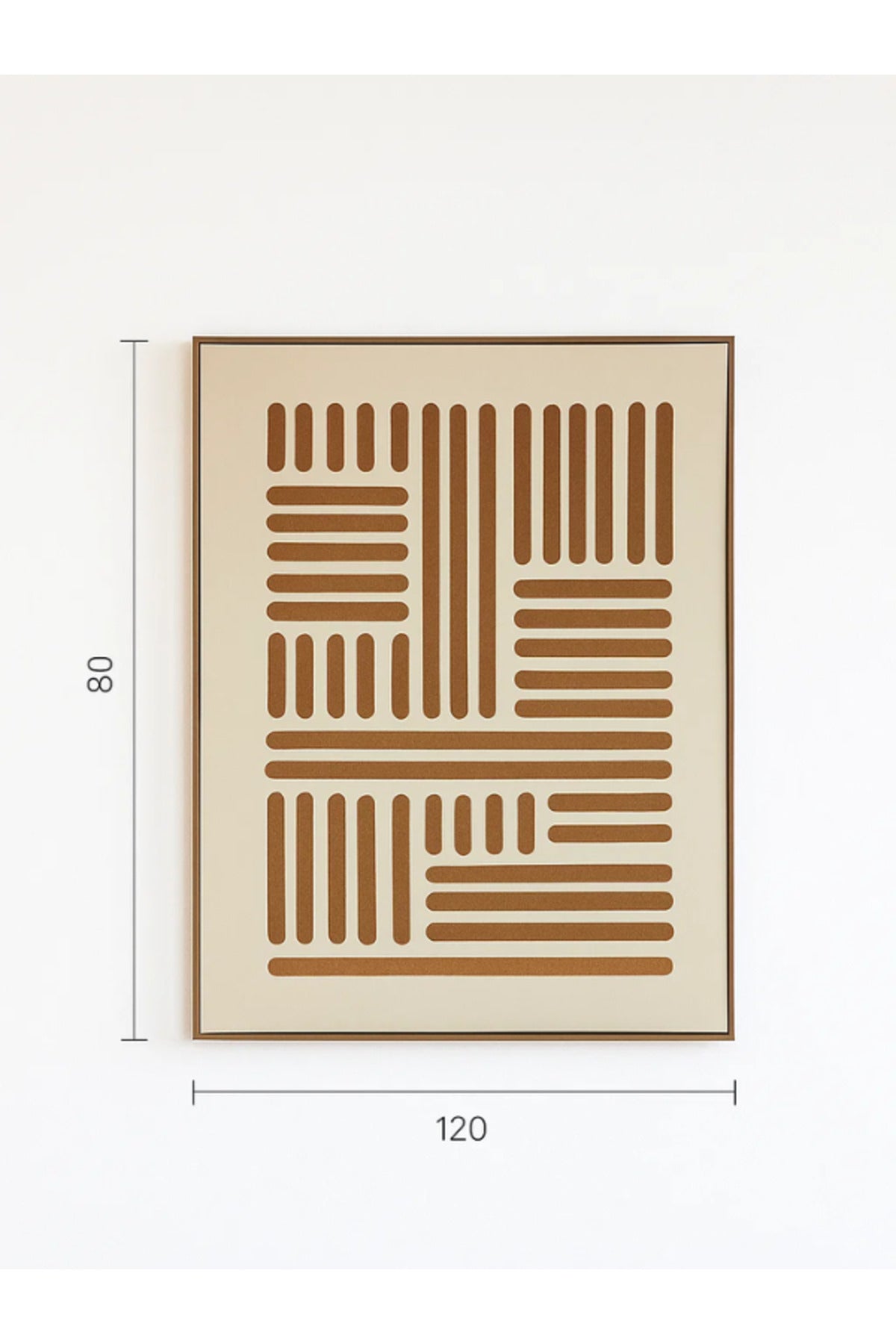 3D Geometric Brown Canvas Wall Art with Wooden Frame Ð 120_80 cm