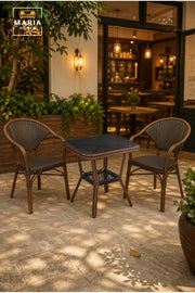 Modern Square Bistro Table Outdoor Caf≈Ω Table Patio Dining Table Rattan Style Brown
