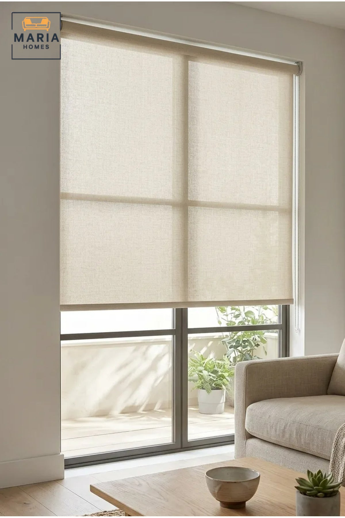 Set of 3 Roller Blinds for Windows, Modern Light Filtering Roll-Up Window Shades in 180 × 120 cm, 180 × 150 cm and 180 × 180 cm for Home and Office