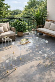Elegant 5-Piece Glass Coffee Table Set with Gold Acrylic Base √ê Modern Living Room Set