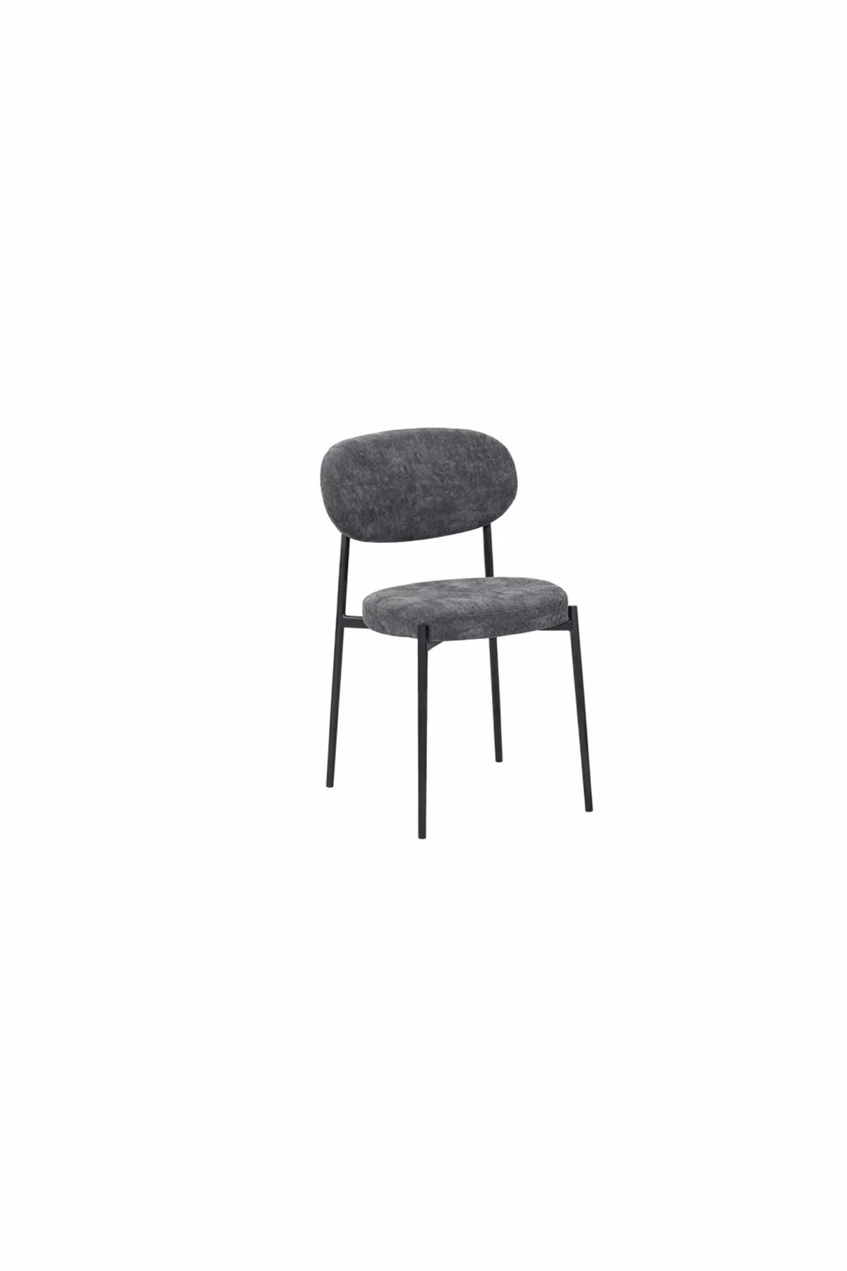 Modern Dark Grey Upholstered Dining Chair with Metal Legs Comfortable Accent Chair