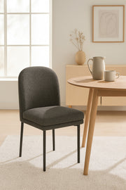 Grey Fabric Dining Chair Ð Modern Upholstered Chair with Black Metal Legs for Dining Room & Office