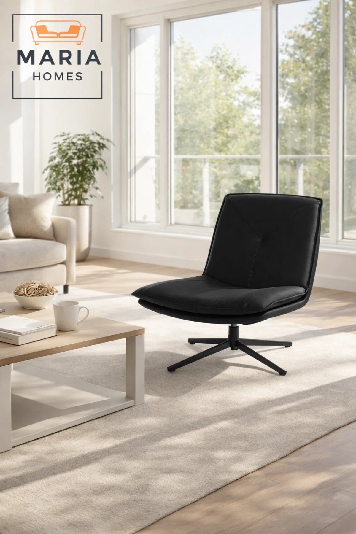 Black Swivel Lounge Chair Ð Modern Upholstered Relax & Accent Chair
