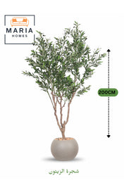 Artificial Olive Tree 200 cm Indoor Decorative Plant with Light Grey Plastic Pot for Home decor