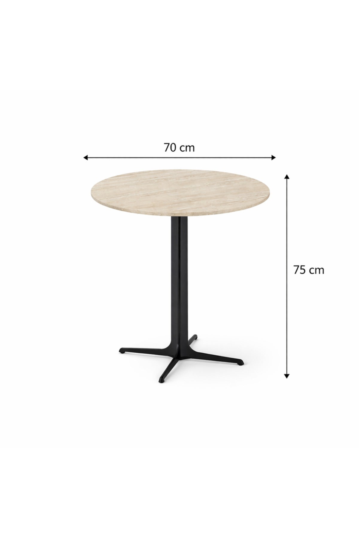 Beige Round Coffee Table with Black Base, 70x70x75 CM beige round coffee Dinner
