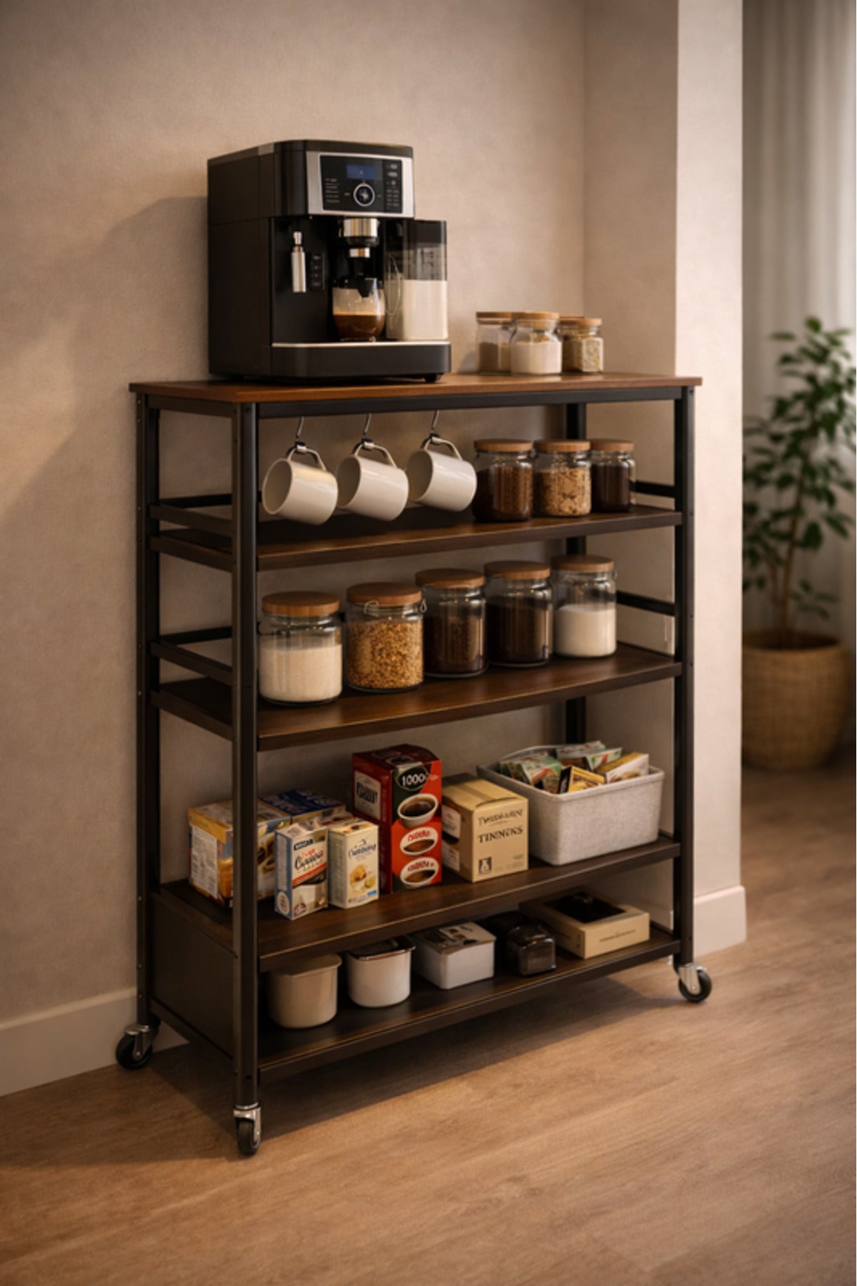 Multi-Tier Storage Shelf with Wheels 70_32_105 cm