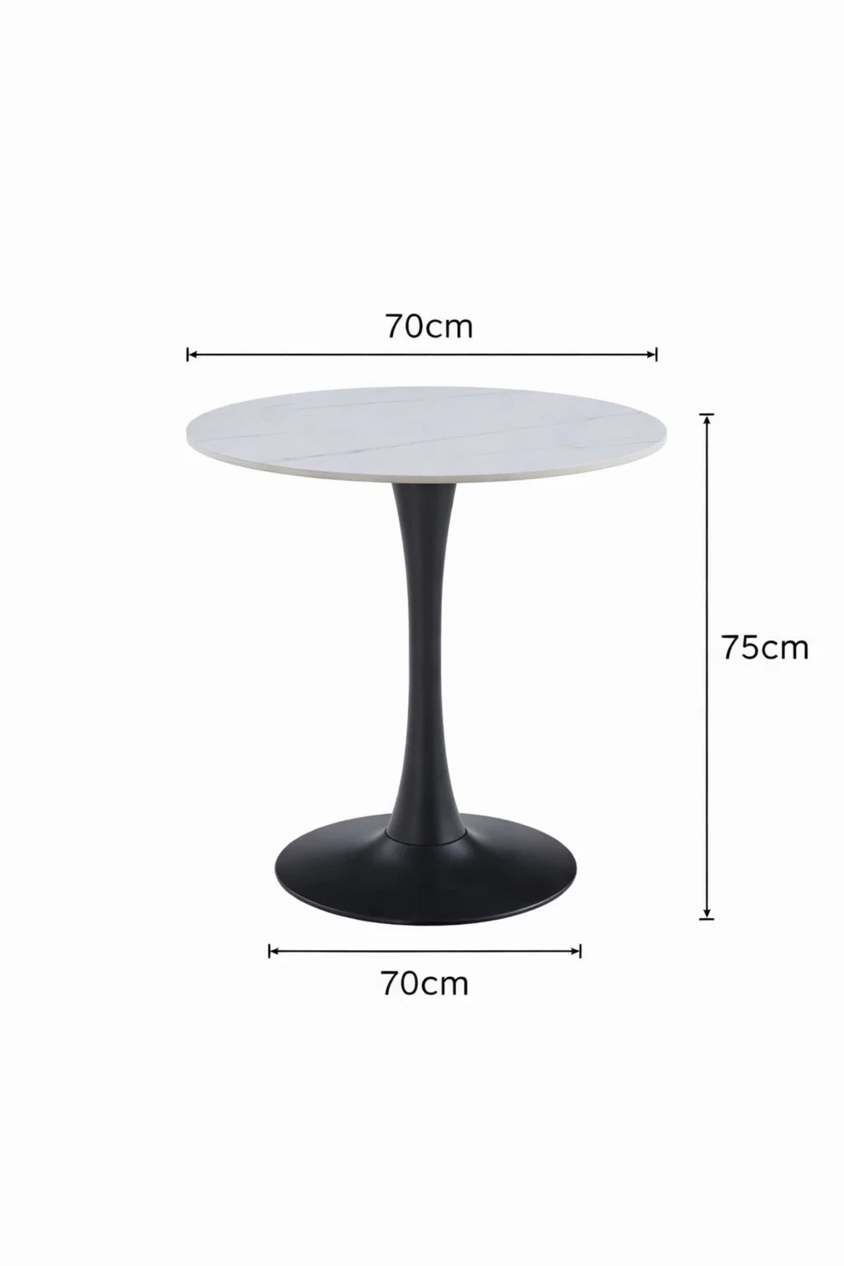 Modern Round White Marble Dining Table - (70*70*75 cm)