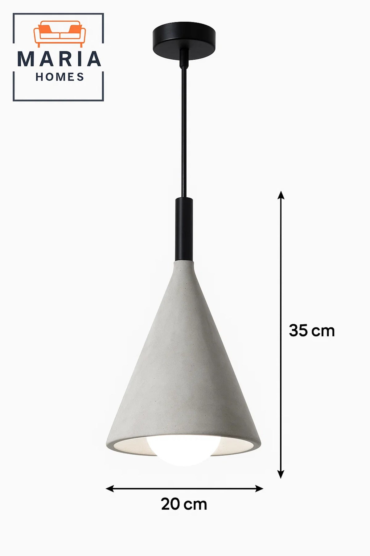 Cone-Shaped Grey Concrete Pendant Light