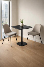 Stylish Black Square Dining Table 80x80cm Modern Bistro Cafe Desk with Sturdy Pedestal Metal Base