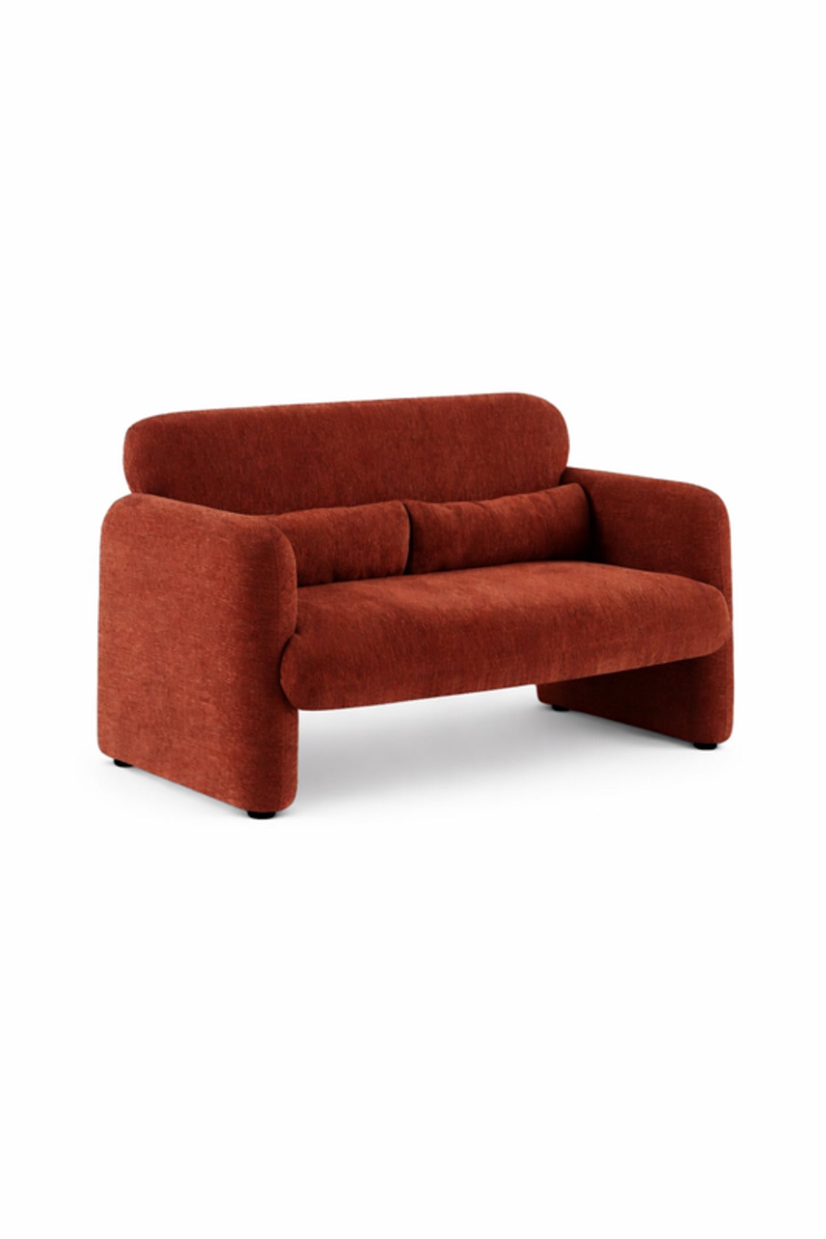 Dark Red Fabric 2 Seater Sofa Modern Living Room Loveseat dark red fabric Couch