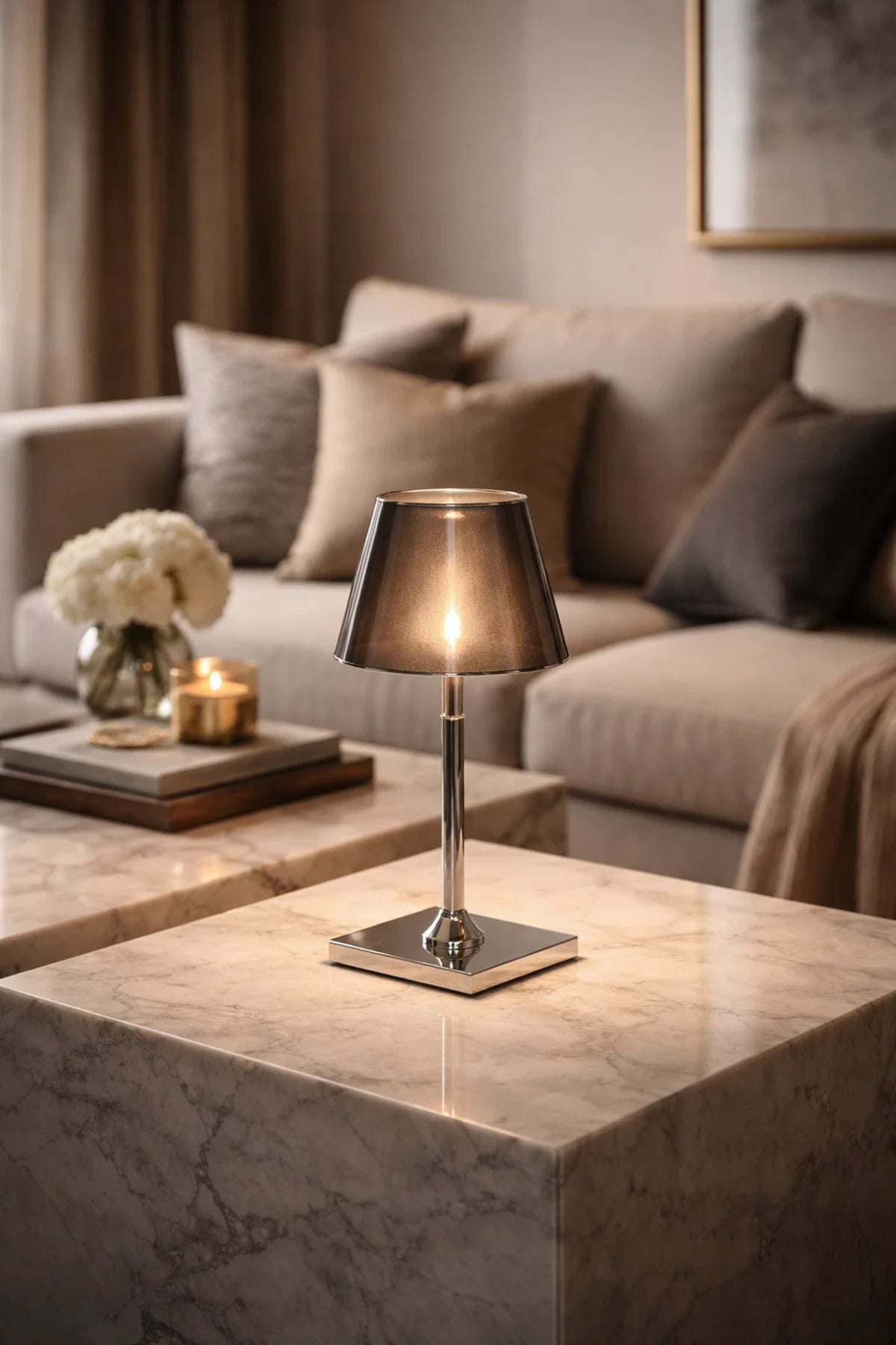 Modern Black Table Lamp with Metal Base and Stylish Shade for Home Decor